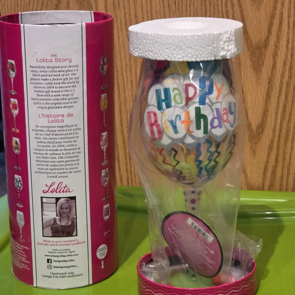 Lolita Happy Birthday Wine Glass